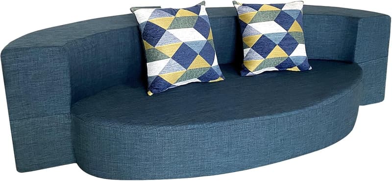 Memory Foam Sofa Bed with Washable Cover and Pillows - Dark Blue