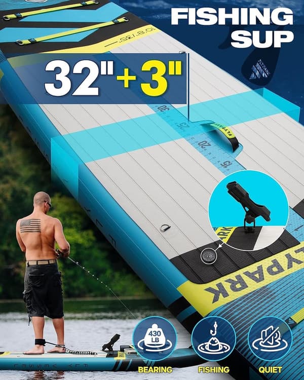 Extra Wide Inflatable Paddle Board for Family Fishing - 10'8