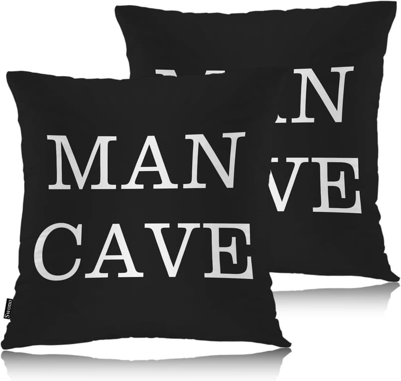 Funny Man Cave Throw Pillow Covers Set of 2, 18