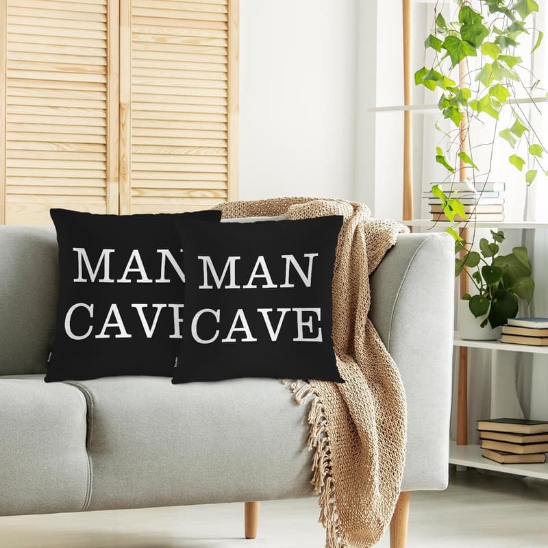 Funny Man Cave Throw Pillow Covers Set of 2, 18