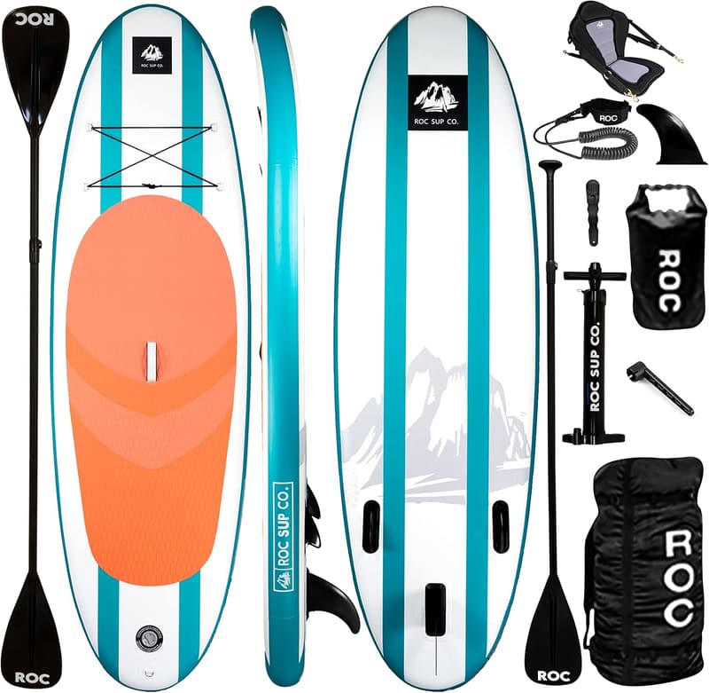 Roc Inflatable Stand Up Paddle Board with Accessories – Wide, Stable Design