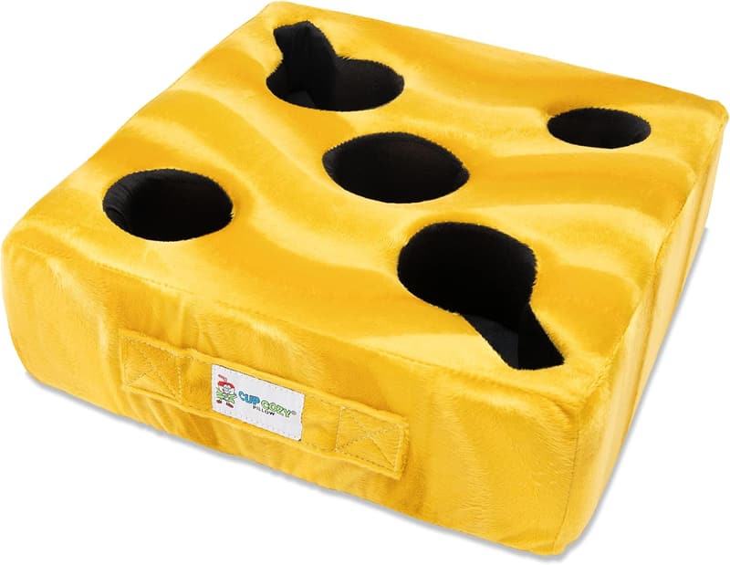 Deluxe Yellow Cup Cozy Pillow – Ultimate Spill-Proof Drink Holder