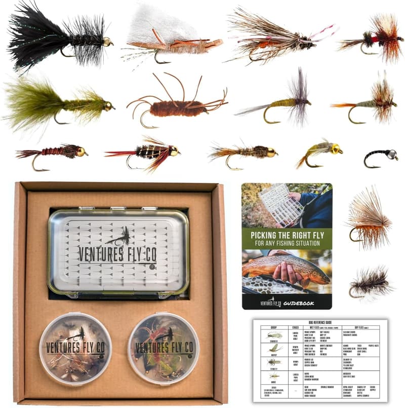 Premium Hand-Tied Fly Fishing Flies Assortment with Box