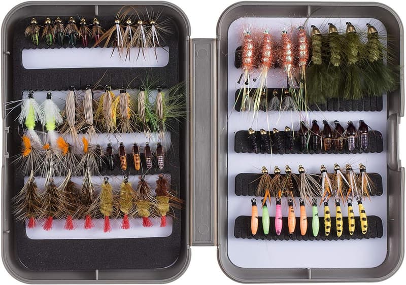 Trout Fishing Flies Kit with 76pcs Flies and Fly Box