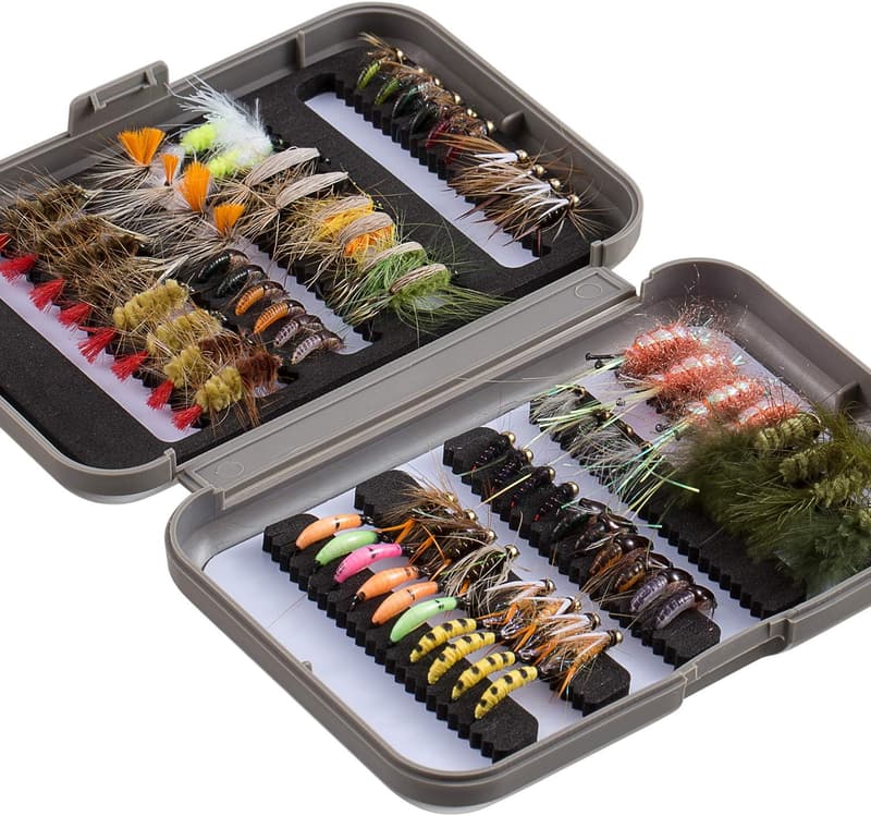 Trout Fishing Flies Kit with 76pcs Flies and Fly Box