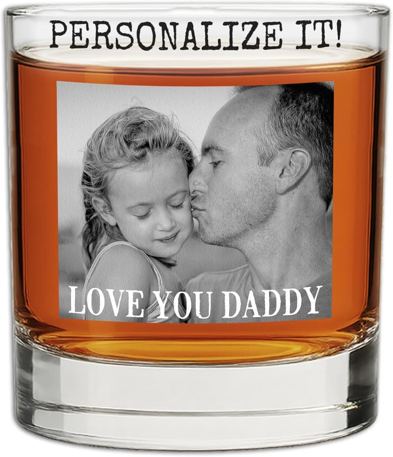Personalized Father's Day 11oz Whiskey Glass with Photo