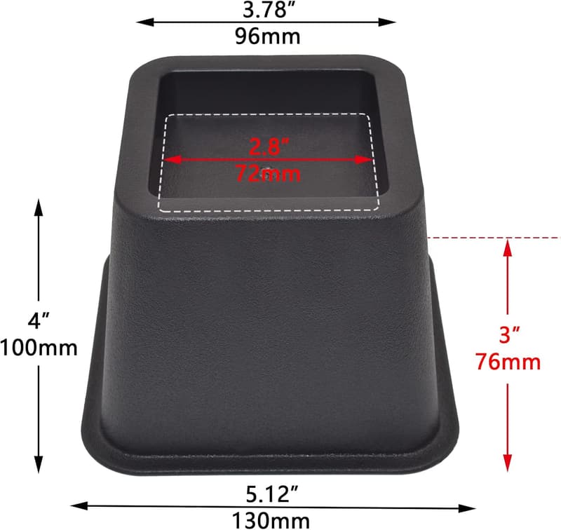 Heavy-Duty 3-Inch Bed Risers for Furniture Lifting - 4 Sets