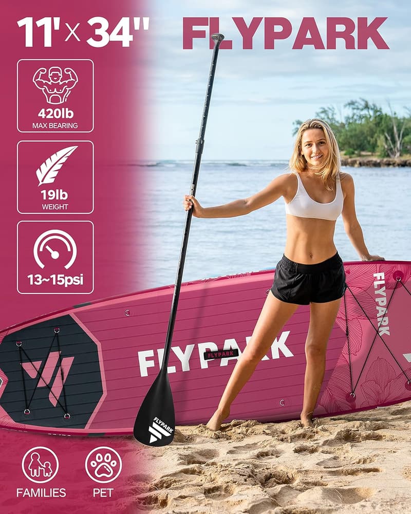 Extra Wide Inflatable Paddle Board for Yoga, 3 Adults, 420lbs