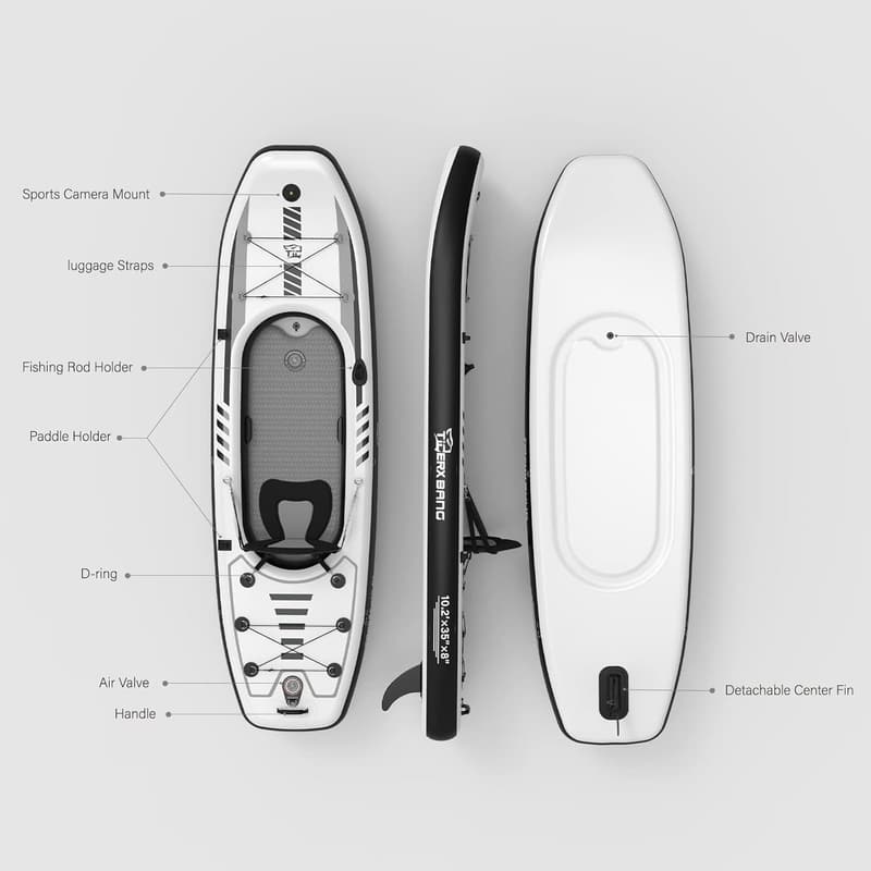 Inflatable Kayak Set for Fishing & Touring - 10.2'x35'' with Accessories