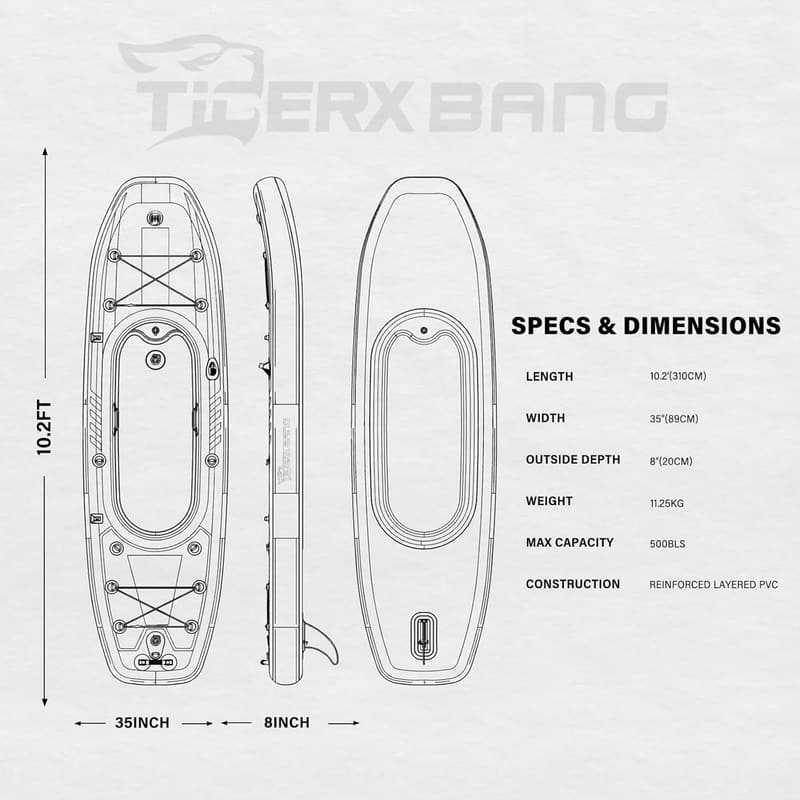 Inflatable Kayak Set for Fishing & Touring - 10.2'x35'' with Accessories