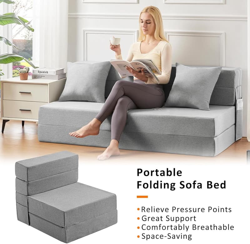 Convertible Memory Foam Sofa Bed for Guest Sleepovers