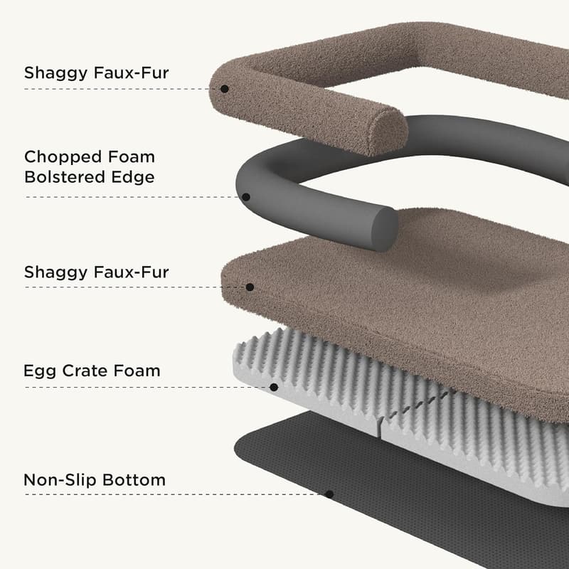 Calming Giant Dog Bed with Egg Foam Support, Cream