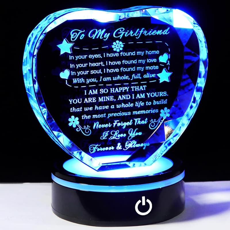 Romantic Heart Crystal Keepsake for Girlfriend's Birthday
