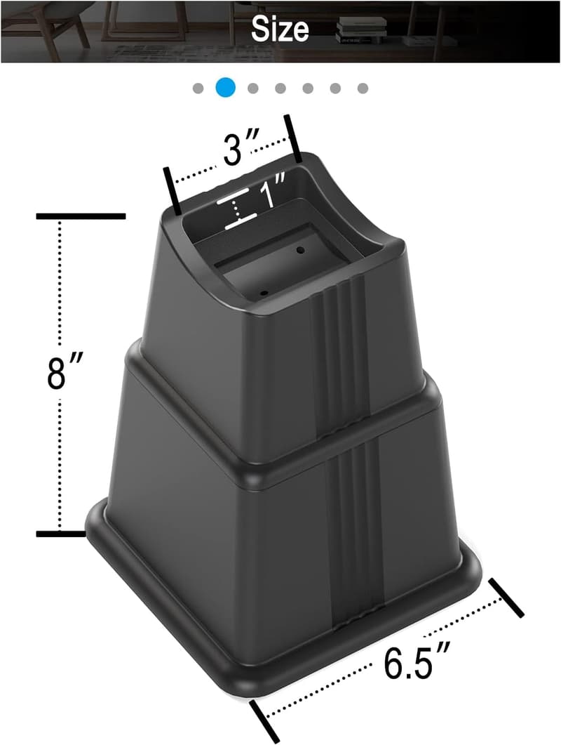 Heavy-Duty Adjustable Bed Risers for Furniture - 12 Pack