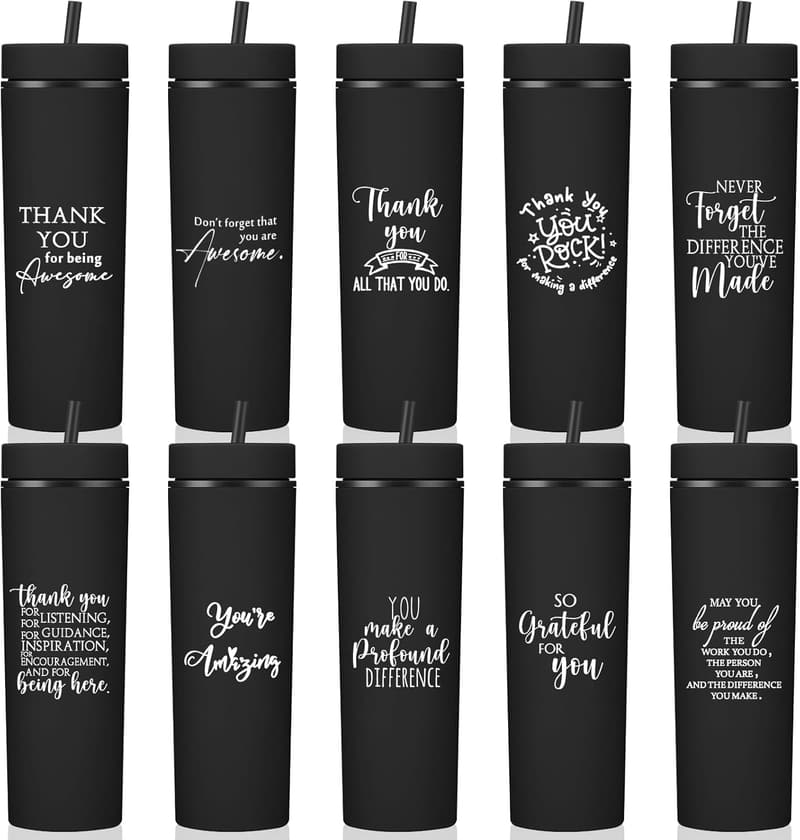 Employee Appreciation Thank You Tumblers - 10 Pcs 16oz Black