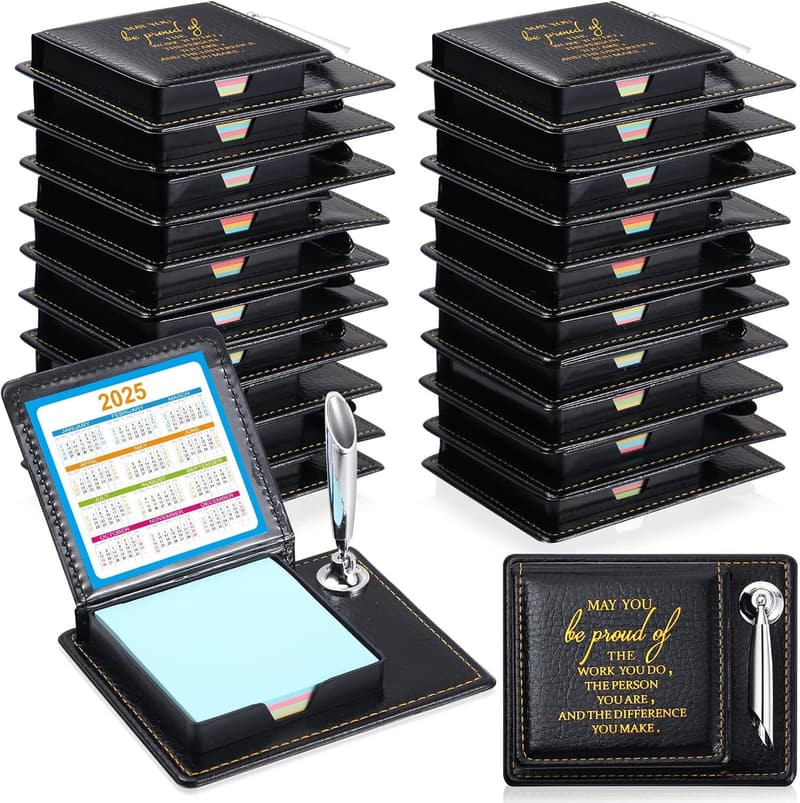 Thank You Sticky Note Holder Set with PU Leather Box - 20 Pcs