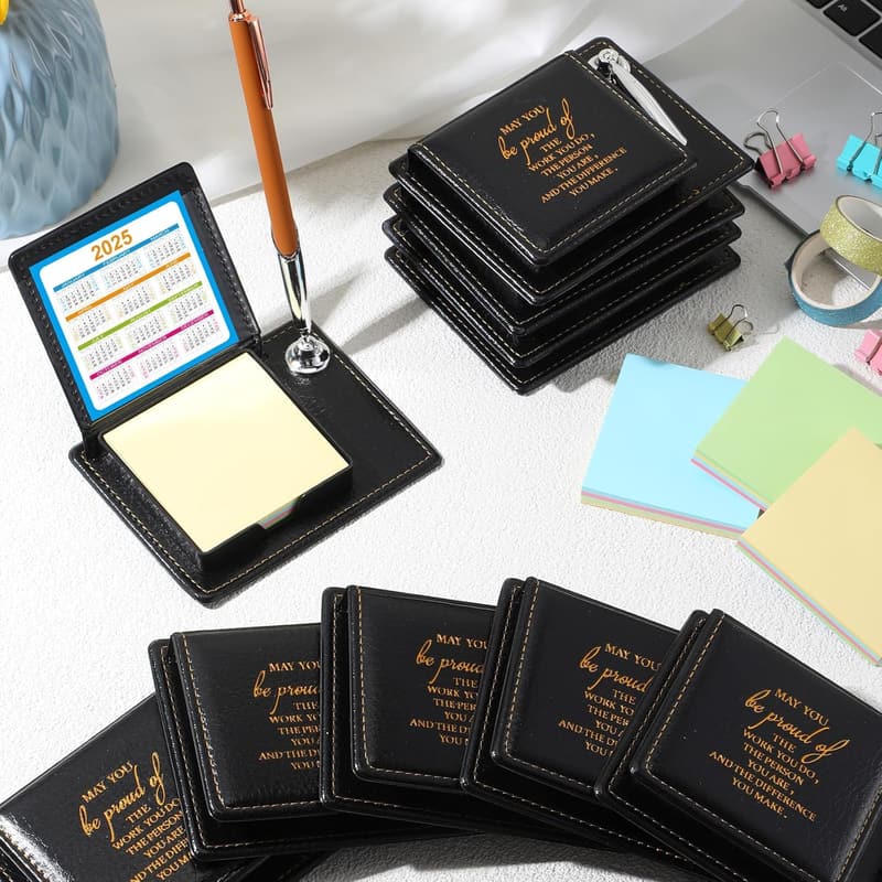 Thank You Sticky Note Holder Set with PU Leather Box - 20 Pcs