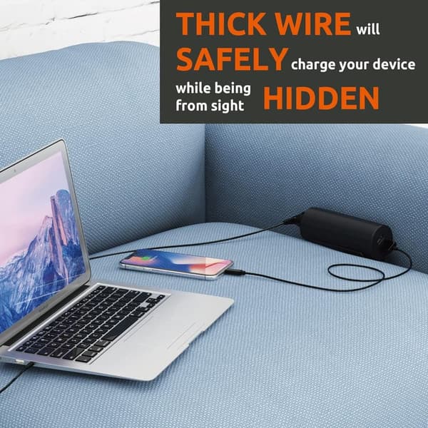 10ft Extension Cord with USB Ports and Low Profile Plug