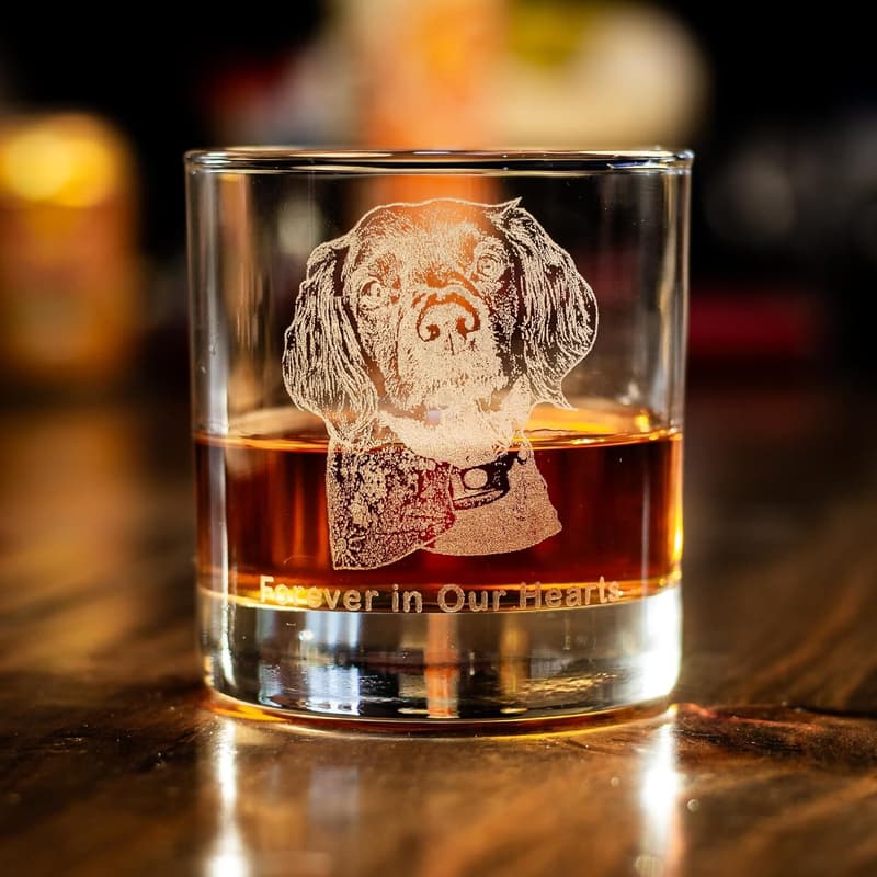 Personalized Pet Photo Whiskey Glass - Custom Engraved 11oz Rock Glass