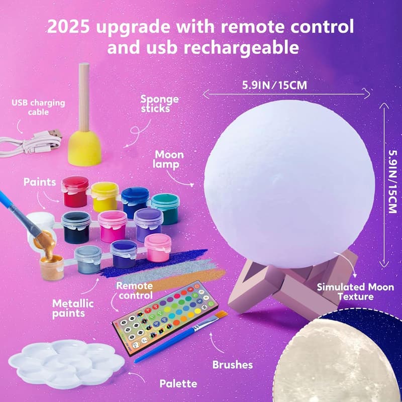 DIY 3D Moon Lamp Kit for Kids' Birthday Ages 6-13