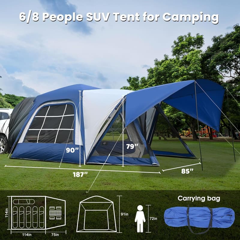 Navy Blue SUV Tent Attachment for 6-8 Person Camping