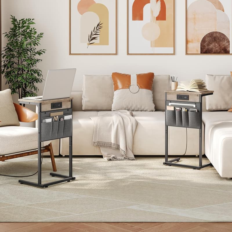 Couch-Side Charging Table with Storage Bag, 28