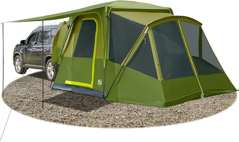 Family Camping SUV Tent with Screen Porch & Awning, Portable