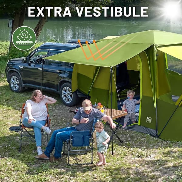 Family Camping SUV Tent with Screen Porch & Awning, Portable