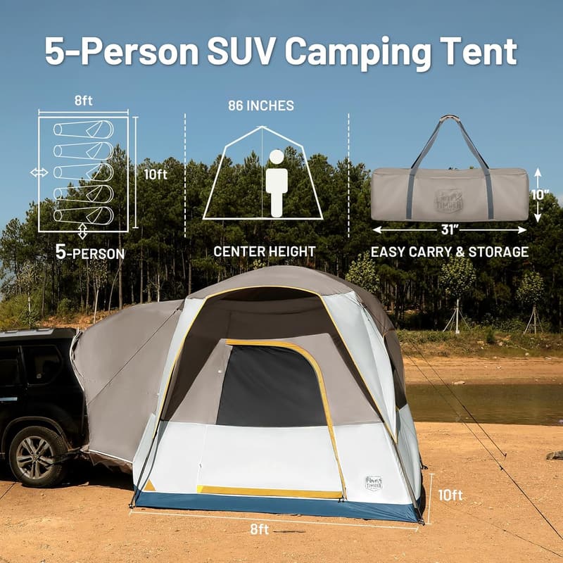 5-Person Portable SUV Tent with Movie Screen & Rainfly