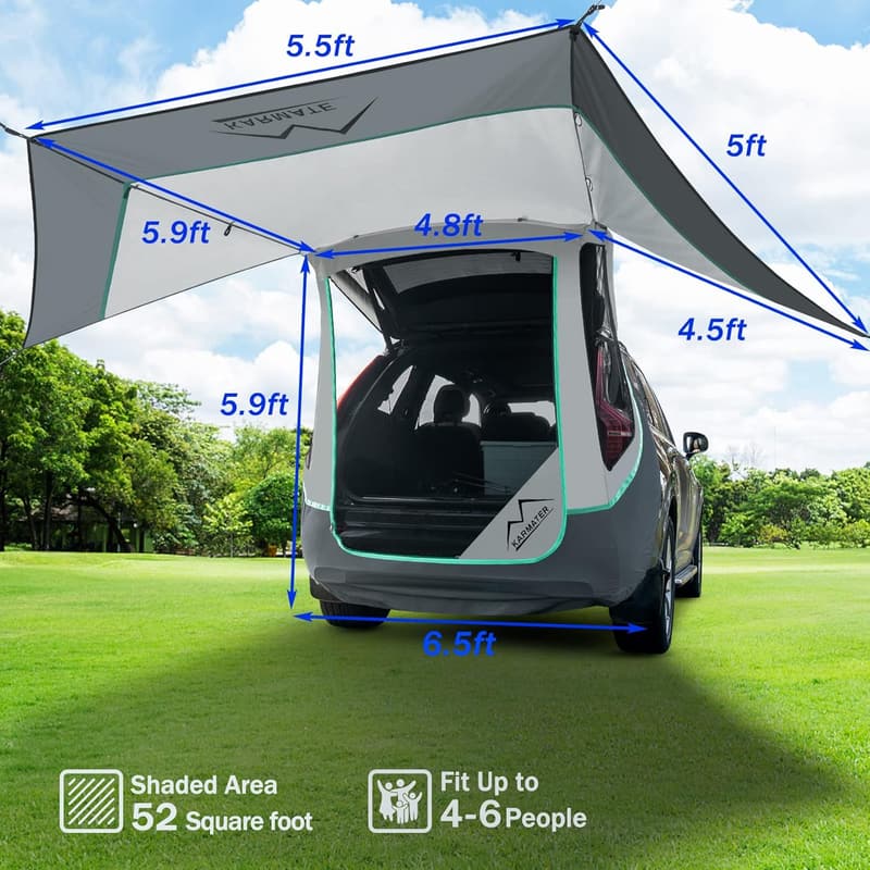 SUV Tailgate Tent with Awning & Mosquito Net for Camping