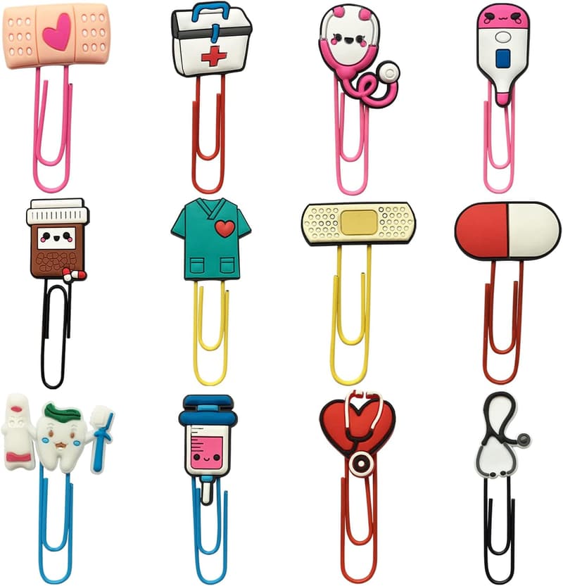 Colorful Cartoon Bookmarks with Paperclips - Perfect Gift for Students