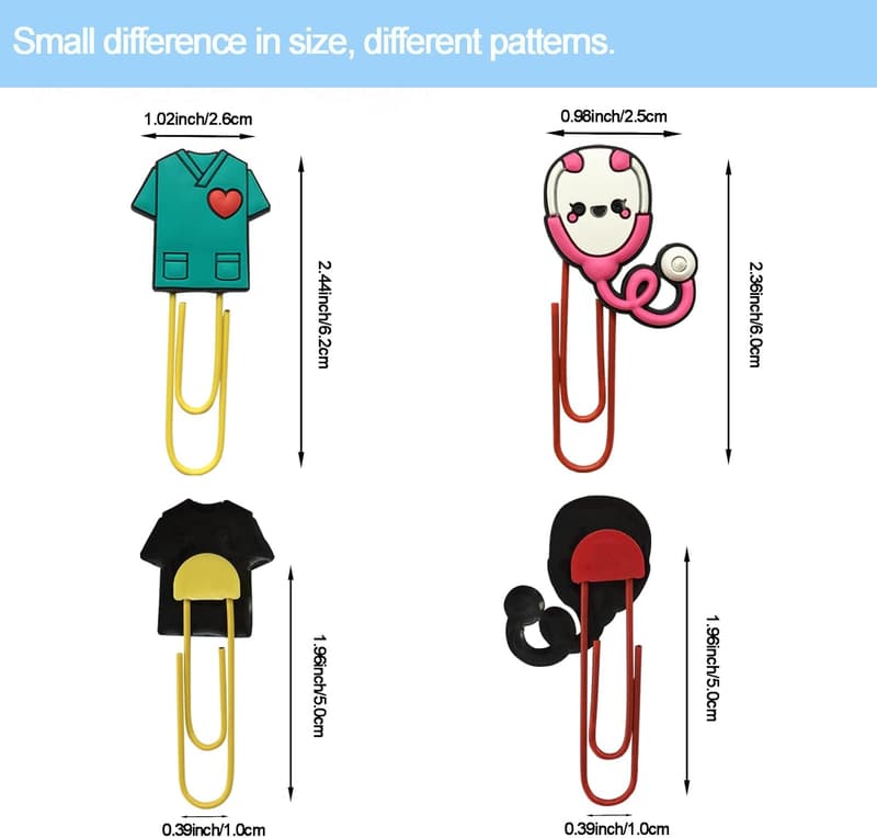 Colorful Cartoon Bookmarks with Paperclips - Perfect Gift for Students