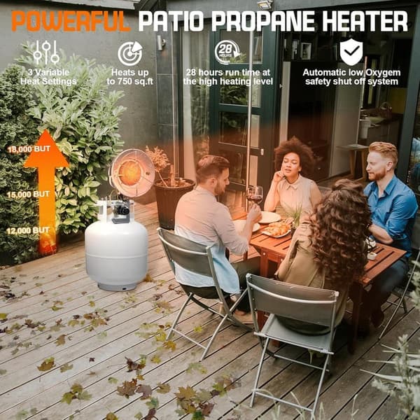 Portable Propane Radiant Heater with Windproof Lighter, 18,000 BTU