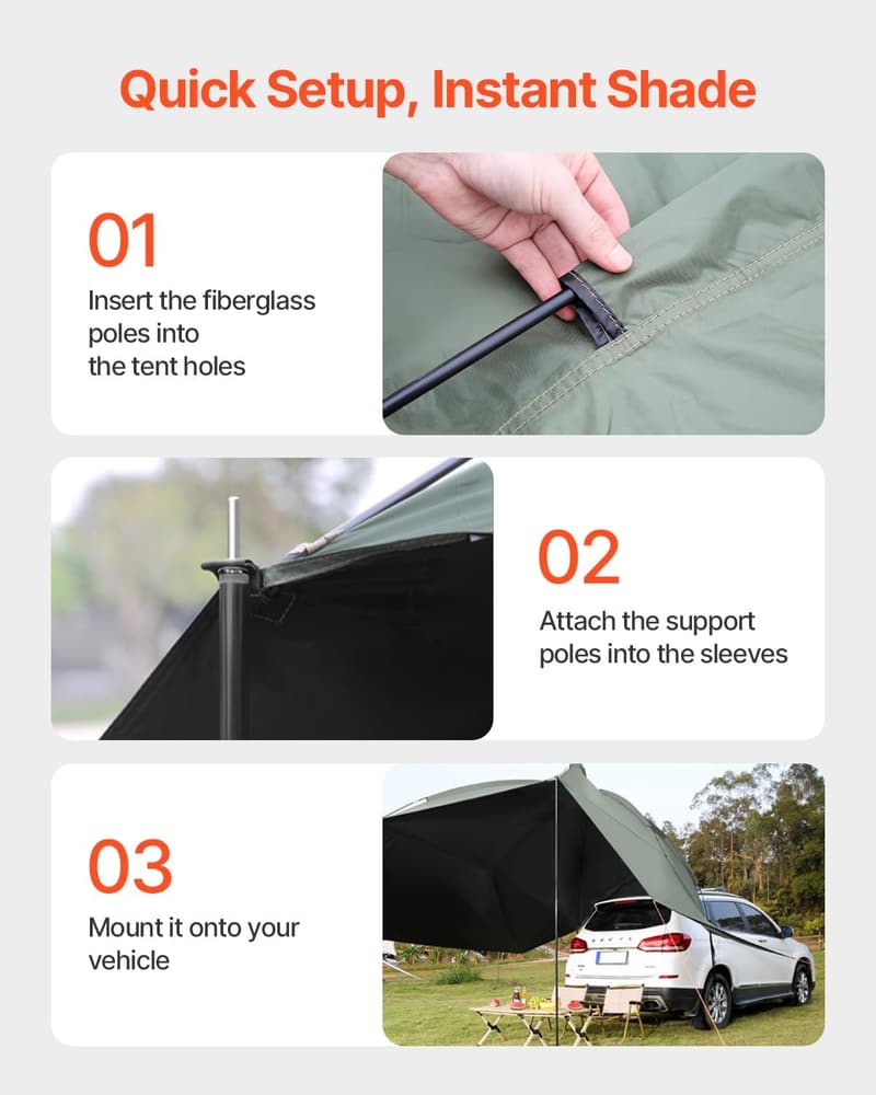 VEVOR Versatility Camping Tent - UV50+ Auto Canopy Awning