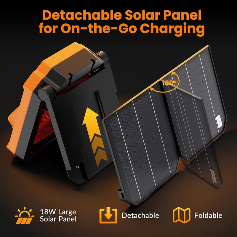 Rechargeable 26800mAh Solar Camping Fan with LED Lantern