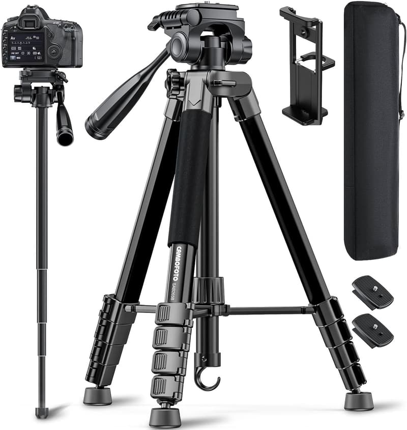 Professional Aluminum Tripod with Monopod and Phone Holder