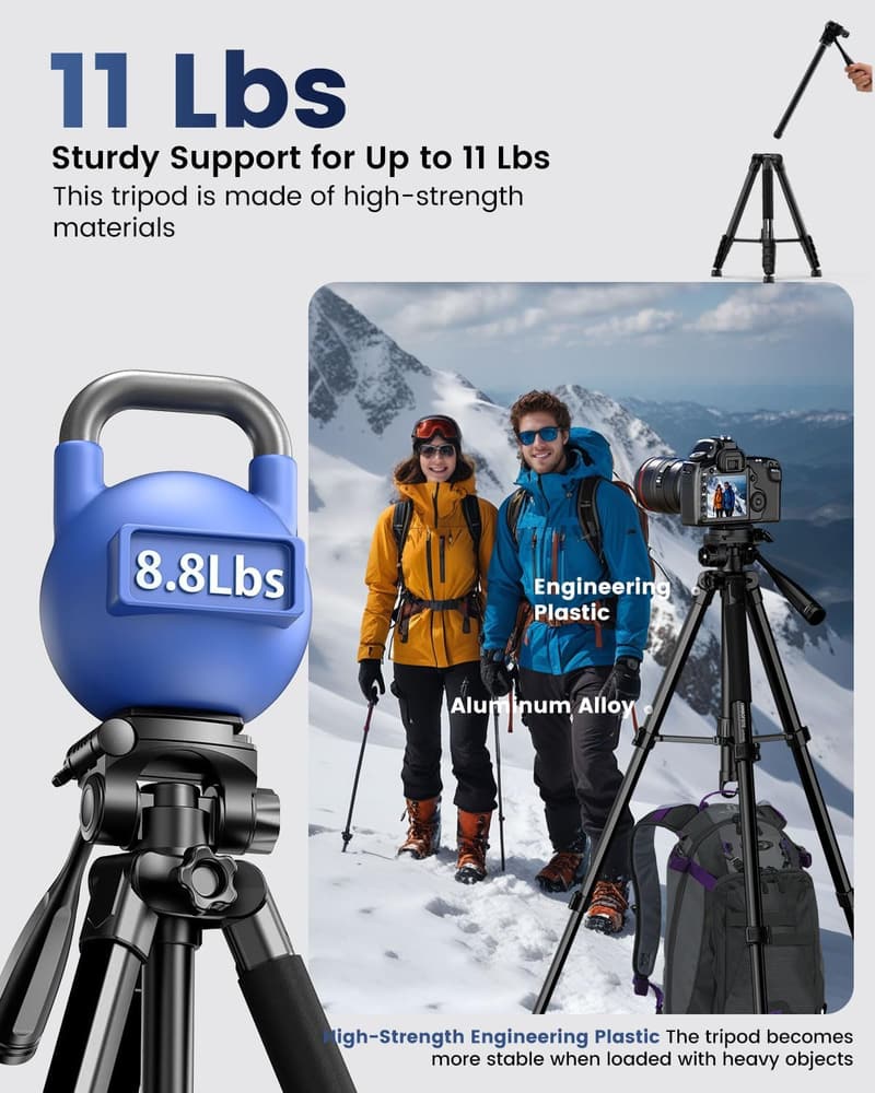 Professional Aluminum Tripod with Monopod and Phone Holder