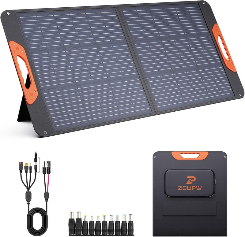 100W Foldable Solar Panel for Camping – High Efficiency, Waterproof