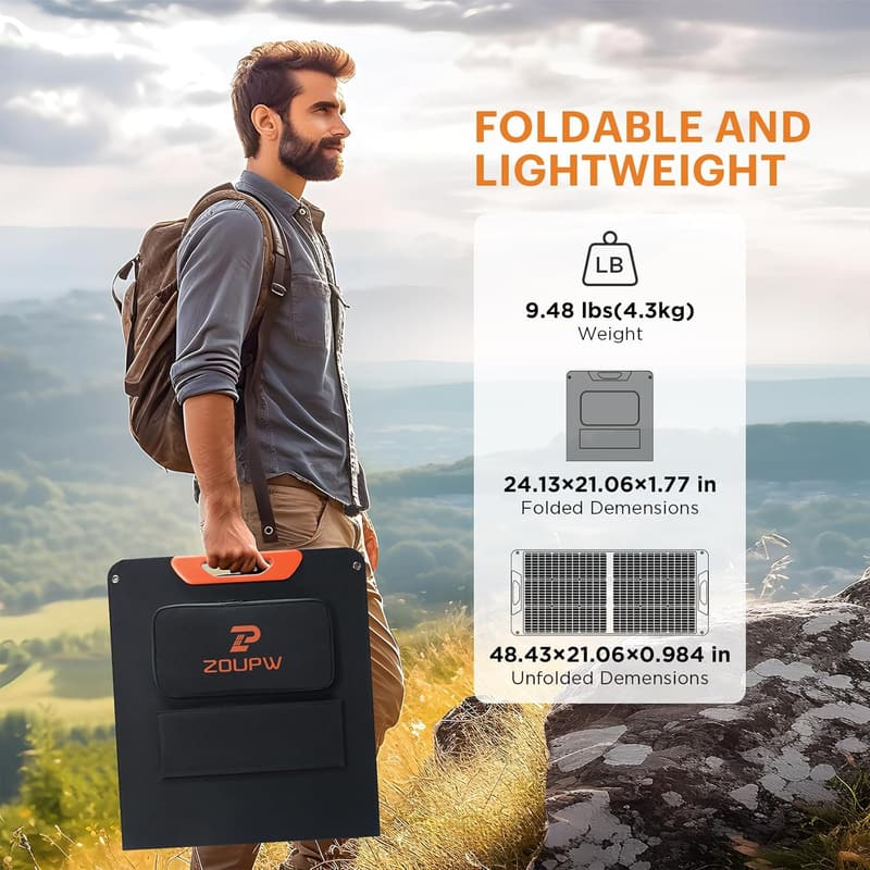 100W Foldable Solar Panel for Camping – High Efficiency, Waterproof