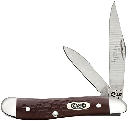 Personalized Brown Jigged Peanut Pocket Knife with Free Engraving