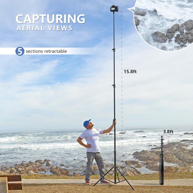 Heavy-Duty 16' Telescoping Video Camera Tripod Stand