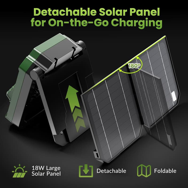 Rechargeable Portable Fan with Solar Panel & LED Lantern