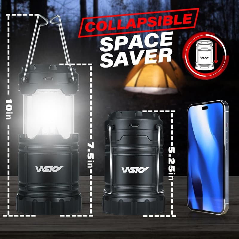 Wsky Solar Camping Lantern 4-Pack - Rechargeable LED Lights