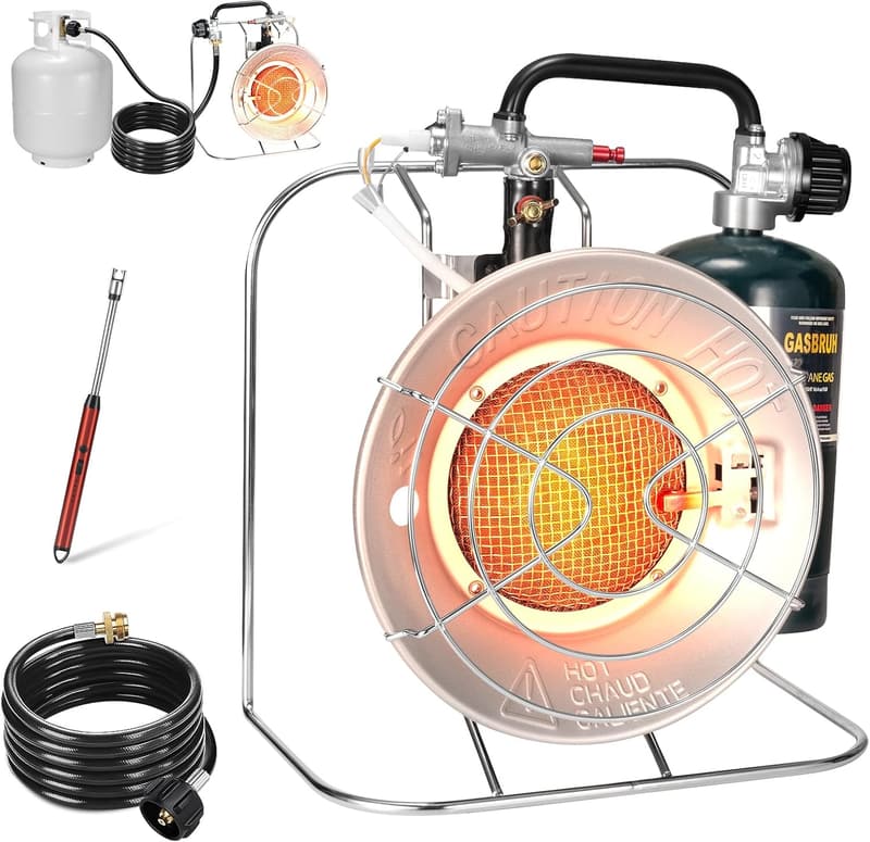 Portable Propane Heater/Cooker - Multi-Use, Silver