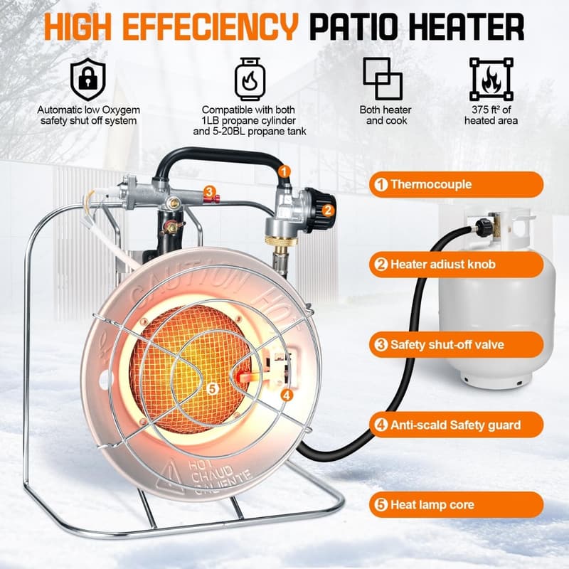 Portable Propane Heater/Cooker - Multi-Use, Silver