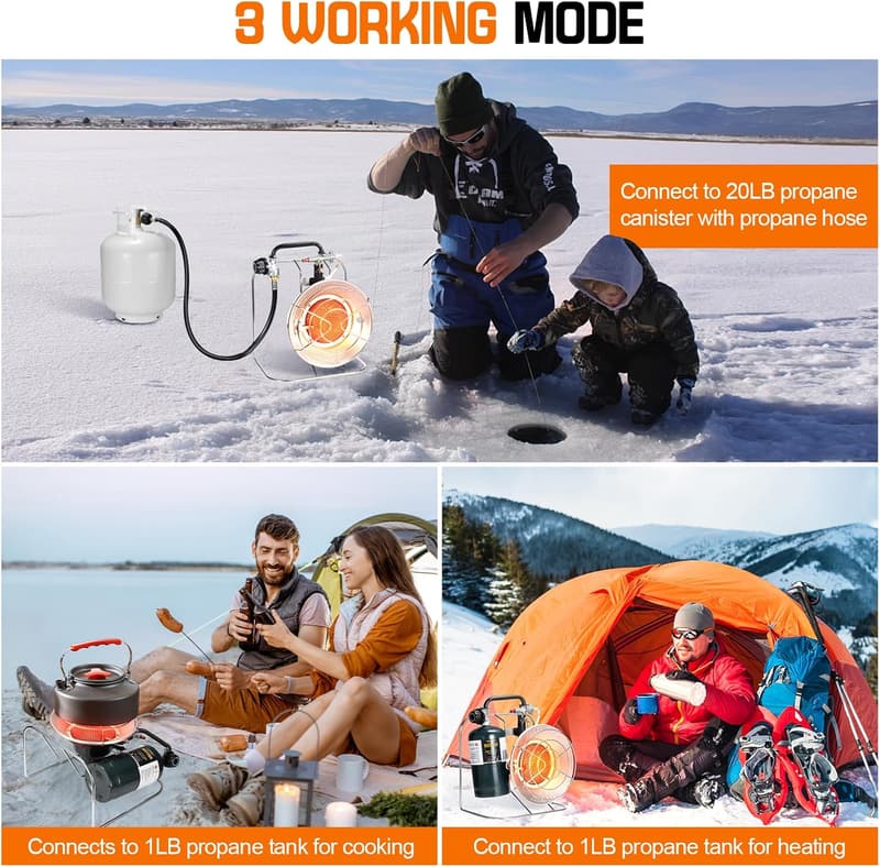 Portable Propane Heater/Cooker - Multi-Use, Silver