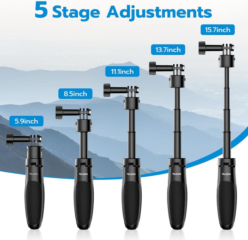 Extendable Selfie Stick Tripod for GoPro & Action Cameras