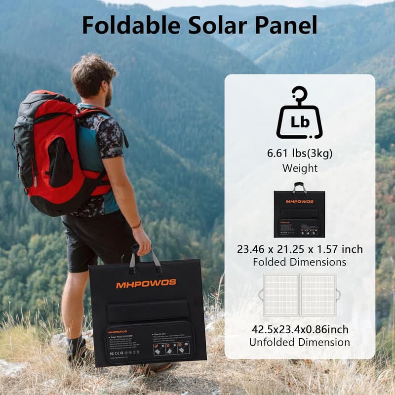 110W Portable Solar Panel - Waterproof & High Efficiency for Camping