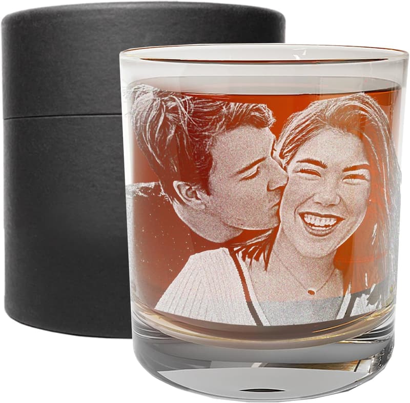 Father's Day Personalized Etched Whiskey Glass - Custom Gift for Him