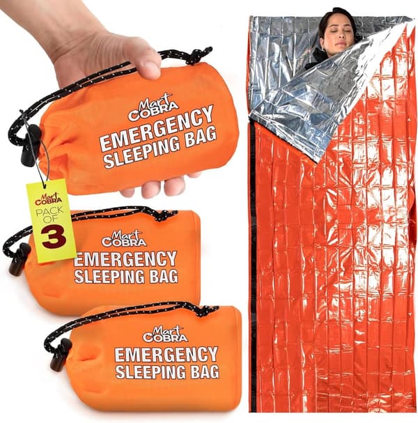 Emergency Sleeping Bag Set - Waterproof Mylar Bivy Sacks (3-Pack)